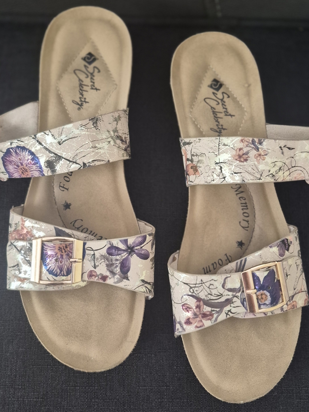 Floral Buckle Slide Sandals for Women - Pink & Purple